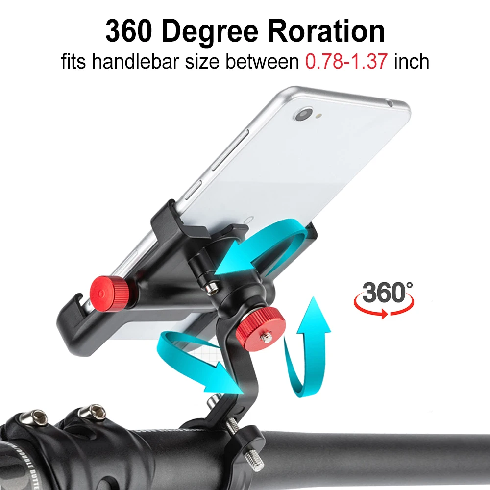 Bicycle Motorcycle Phone Holder Aluminum Handlebar Bike Mount Adjustable Non-Slip for iPhone 13 12 11 Samsung S22 S21 |