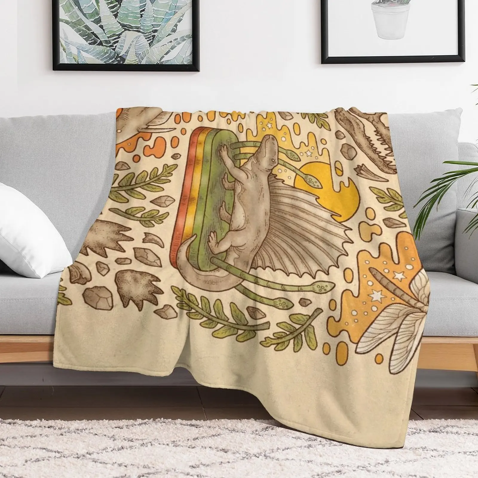 Диметродон Daydream | Искусство Натуральной истории Пермское Доисторическое одеяло