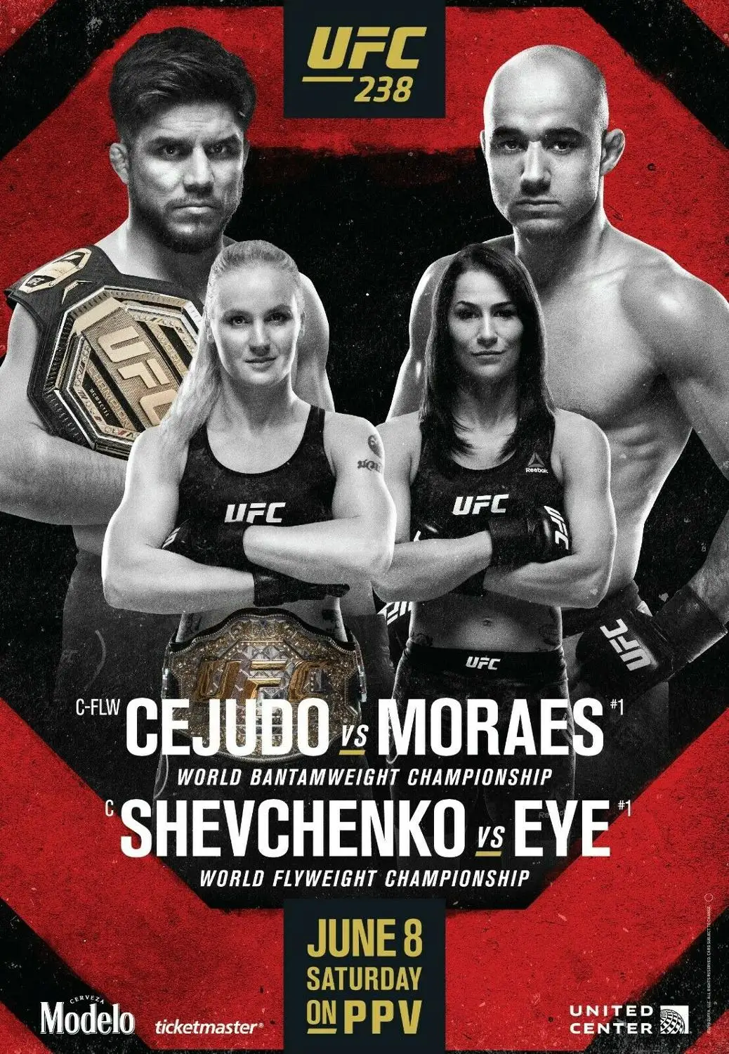238 Fight-Генри цзюдо Marlon Moraes Shevchenko v Eye художественная пленка Шелковый плакат