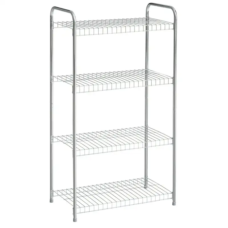 

4-Tier Multipurpose Wire Shelving Unit, Satin Nickel. For Closet Organization. Great for laundry rooms, closets and mudrooms