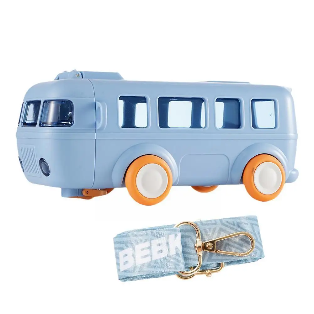 

Cute Bus Shape Cup for Kids Portable Water Cup In Bus Shape Children's Small Car Straw Water Cup Bottle with Shoulder Strap N7S9