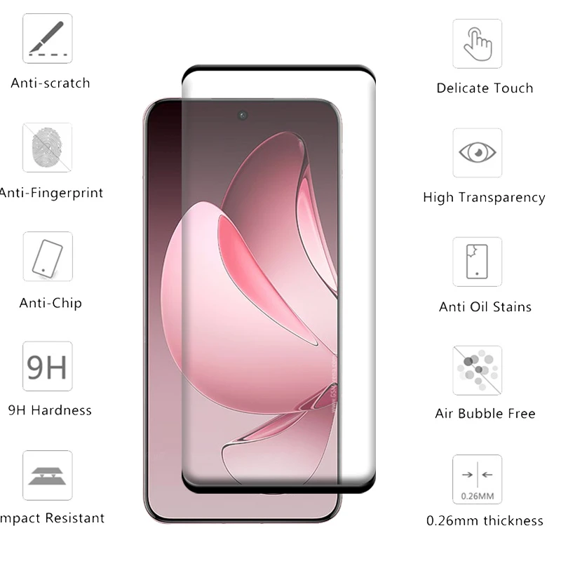 6 в 1 для Reno 13 Pro Стекло Glass HD 9H Полностью изогнутая защитная крышка экрана OPPO Китай