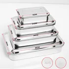 Квадратный лоток для стерилизации, из нержавеющей стали, толщиной 304, без отверстий, для стоматологических хирургических инструментов