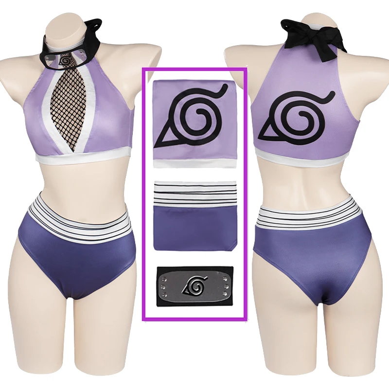 

3PCS Hinata Hyuga Cosplay Anime Female Sexy Swimsuit Costume Summer Swimwear Outfits Halloween Carnival Suit