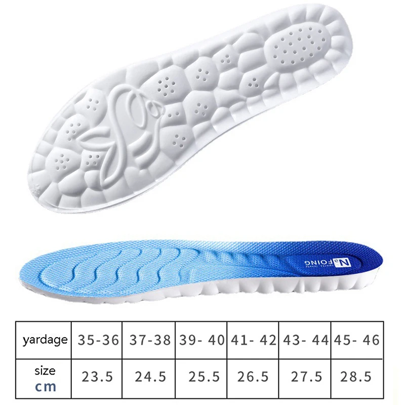 

1Pair Comfort Elastomeric Sport Breathable Insoles for Shoes Sole Rubber Cushion Running Shock-Absorbant Deodorization Soft Pad