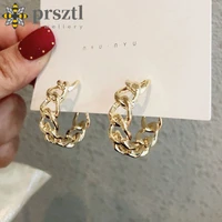 minimalist gold color earrings for women girl metal circle geometric round big c earring wedding party fashion korea jewelry