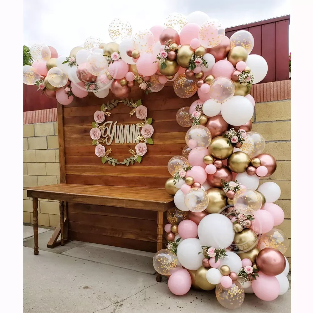 

167pcs Rose Gold Balloon Garland Arch Kit Pink White Chrome Balloon Valentines Day Wedding Birthday Party Decoration Kids Globos