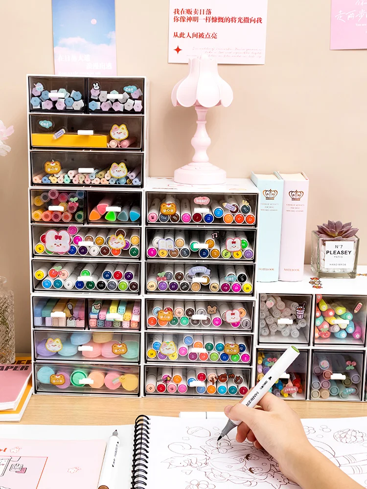 

Stationery Storage Box Desktop Student Ins Drawer Pen Cabinet Office Tape Hair Accessories Kawaii Sundries Organizer