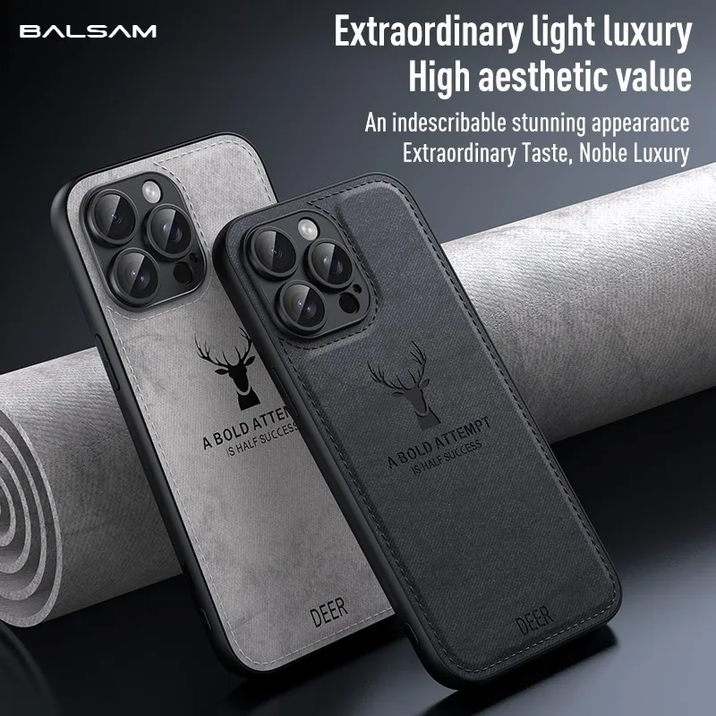 Роскошный Тканевый Кожаный Чехол Для iPhone С Рисунком Головы Оленя Полное Покрытие