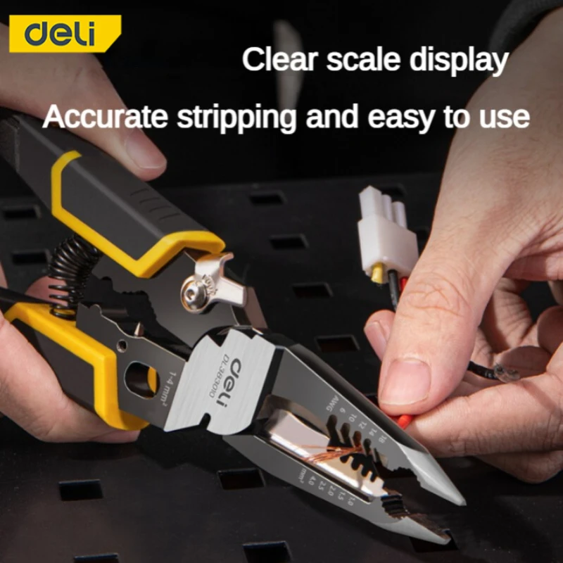 

Deli 9 in 1 Electrician Pliers Multifunctional Needle Nose Pliers for Wire Stripping Cable Cutters Terminal Crimping Hand Tools