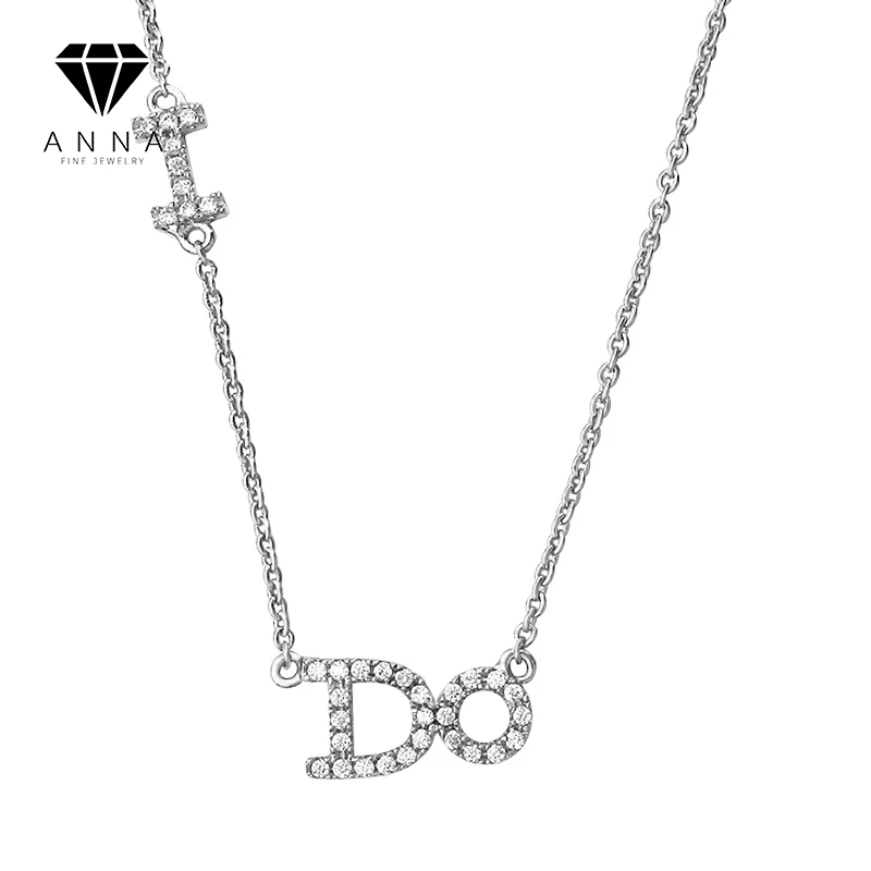 

Letter I Do High Carbon Diamond Necklace for Women 925 Sterling Silver Platinum Plated PT950 Wedding Fine Jewelry Anniversary
