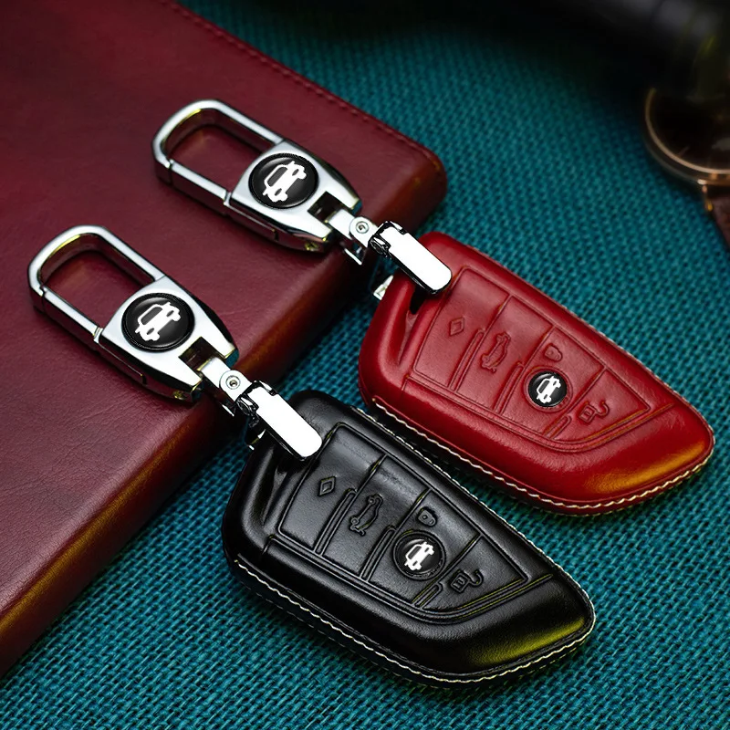 Leather Car Key Case Cover Fob Keychain Accessories for BMW Series 5 525 F11 F30 F31 F10 F40 X3 X5 X6 M3 M5 Holder Keyring Bag