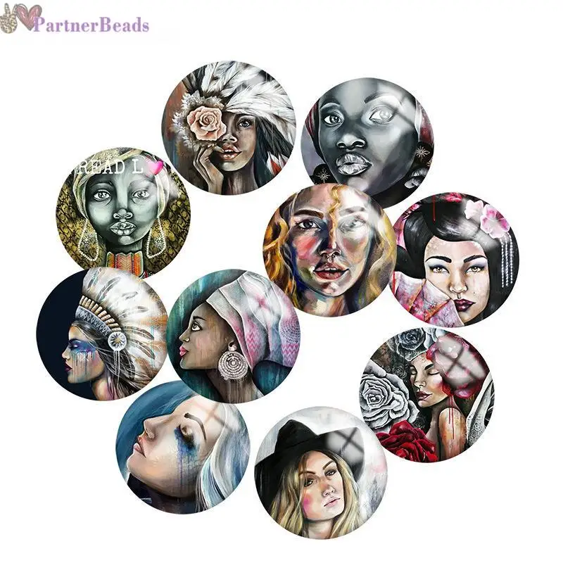 

Girl Round Photo Glass Cabochon Demo Flat Back Making Findings 20mm Snap Button N4301