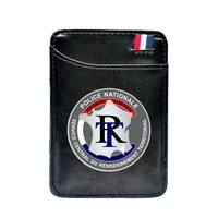 classic police nationale s%c3%a9curit%c3%a9 publique pu leather mini small magic wallets purse pouch plastic credit bank card case holder