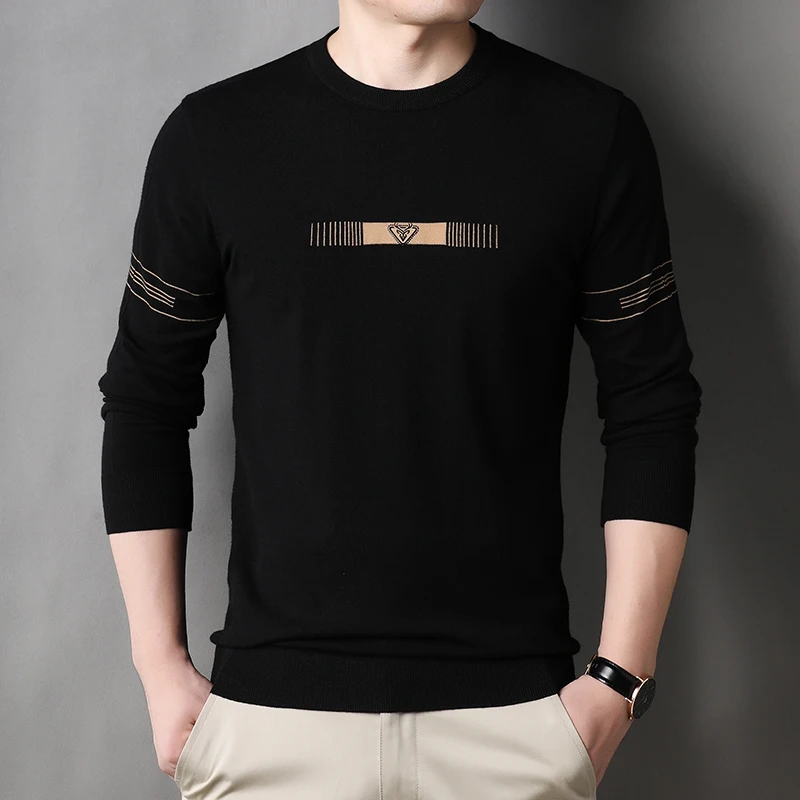 

Новый осенний мужской свитер, модный теплый пуловер с принтом, деловой Повседневный свитер с сердечками, мужская одежда