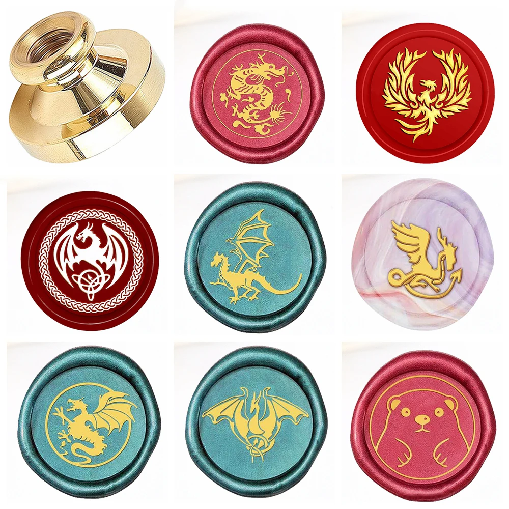 Стандартные металлические штампы с сургучной печатью Медведь Дракон Феникс для