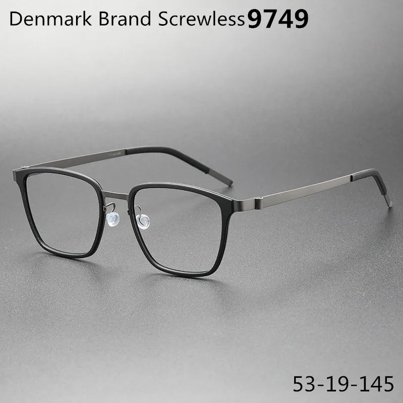 Denmark Brand Titanium Glasses Frame Men Women Square Screwless 9749 Myopia Optical Eyewear Prescription Eyeglasses 2023 Design |