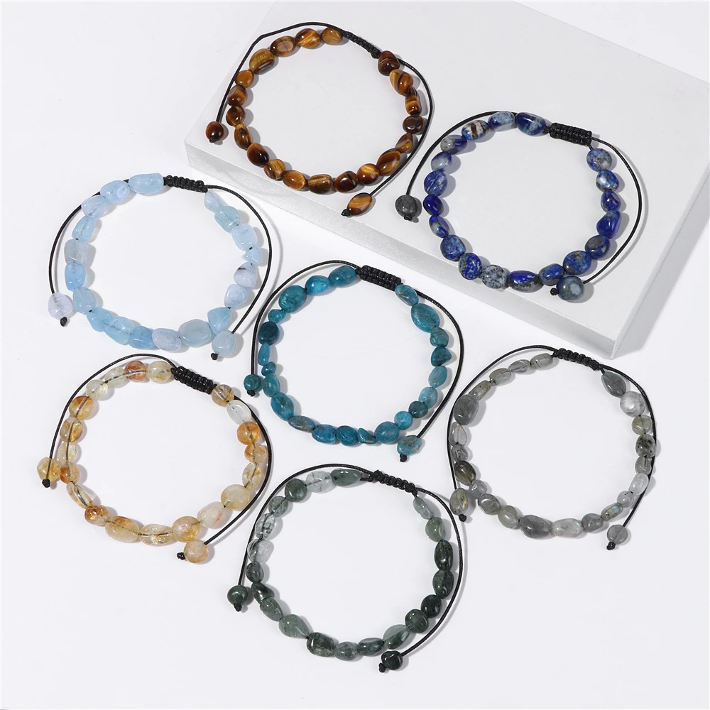 

Irregular Healing Reiki Stone Bracelets For Women Men Handmade Braided Bracelet Adjustable Moonstone Quartzs Fluorite Wristbands