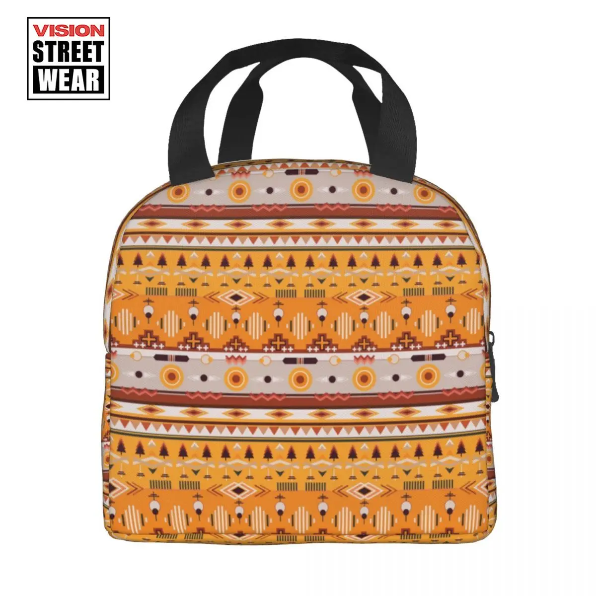 

2023 New Pakistan Ajrak Print Lunch Box For Ethnic Tribe Culture Thermal Cooler Food Insulated Lunch Bag School Children Student