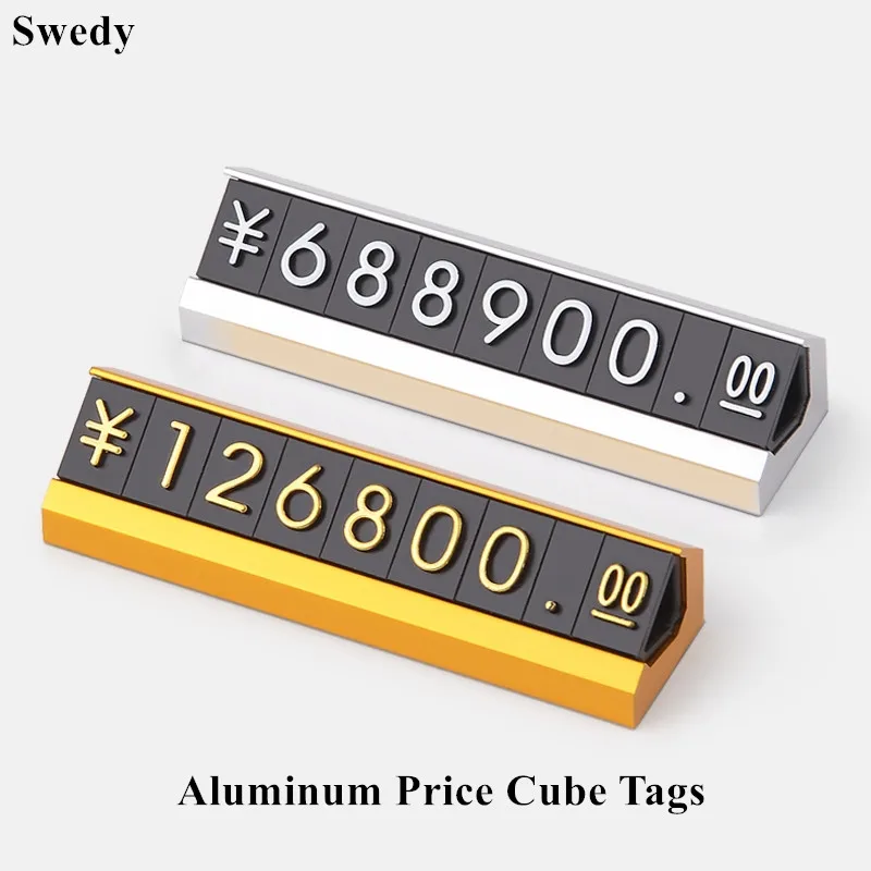 

Adjustable Number Letter Jewelry Mini Price Cube Tags Display Stand Metal Pricing Label Card Sign Holder Stand Block Kit