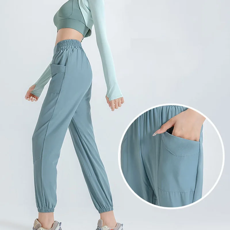 

Свободные спортивные Джоггеры для бега, женские быстросохнущие спортивные тренировочные штаны для спортзала и фитнеса с двумя боковыми карманами, тренировочные штаны