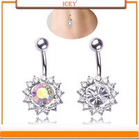1pc rhinestones belly ring inlaid crystal navel stud stainless steel belly navel jewelry alloy belly button ring navel piercing