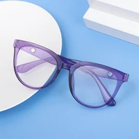 fashion jelly color round portable eyeglasses eye protection anti blue light glasses ultra light frame