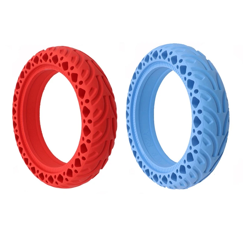 

2X 8.5 Inch Electric Scooter Honeycomb Shock Absorber Damping Tyre Rubber Solid Tire For Xiaomi Mijia M365(Blue&Red)