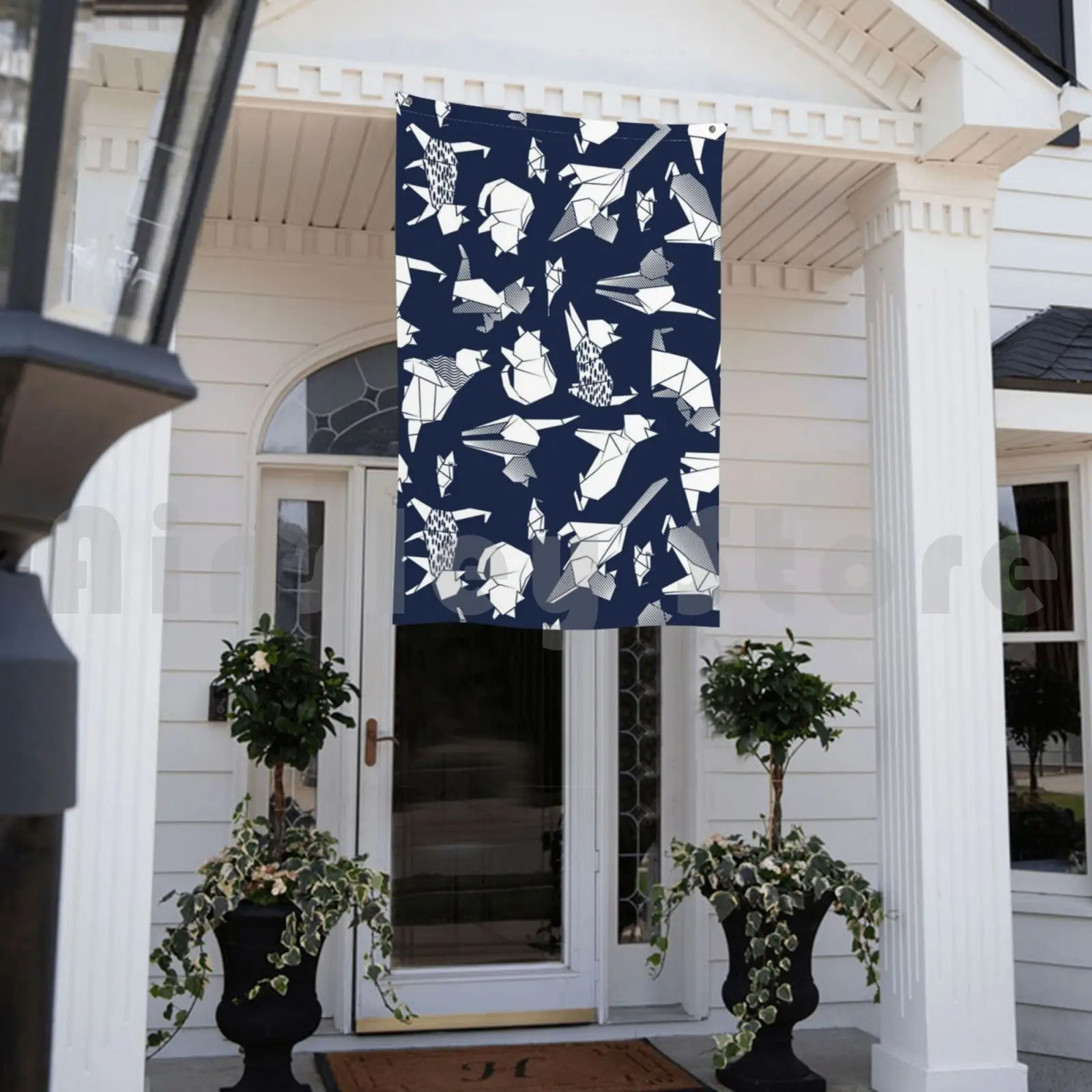 Оригами котенок друзья/Синий флот фон бумажные коты флаг автомобиль смешная