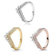 original moments gold timeless wish tiara ring for women 925 sterling silver wedding gift pandora jewelry