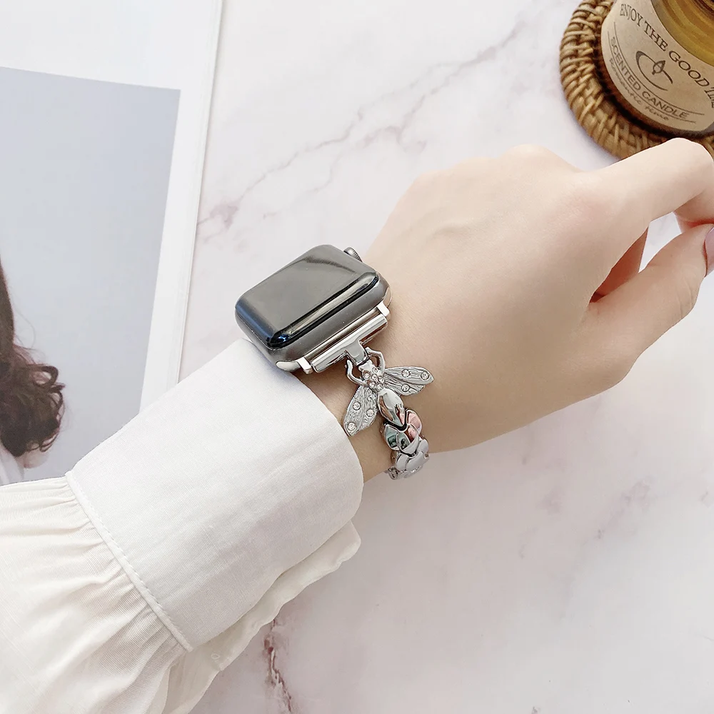 Bee Shape Women Bracelet for Apple Watch Band Series 8 7 6 SE 5 4 3 Metal Strap Ultra 49mm 41mm 45mm 40mm 44mm Diamond Belt