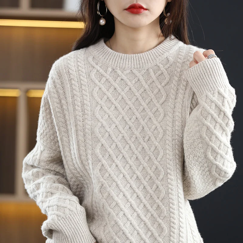 100% Pure Woolen Sweater Women's Round Neck Pullover Sweater Knit Render Match The 2022 Autumn Winter New Cashmere Sweater