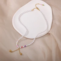 new bohemian fashion stainless steel chain pearl choker necklace jewelry for women wedding pearl pendant necklace 2022 trend