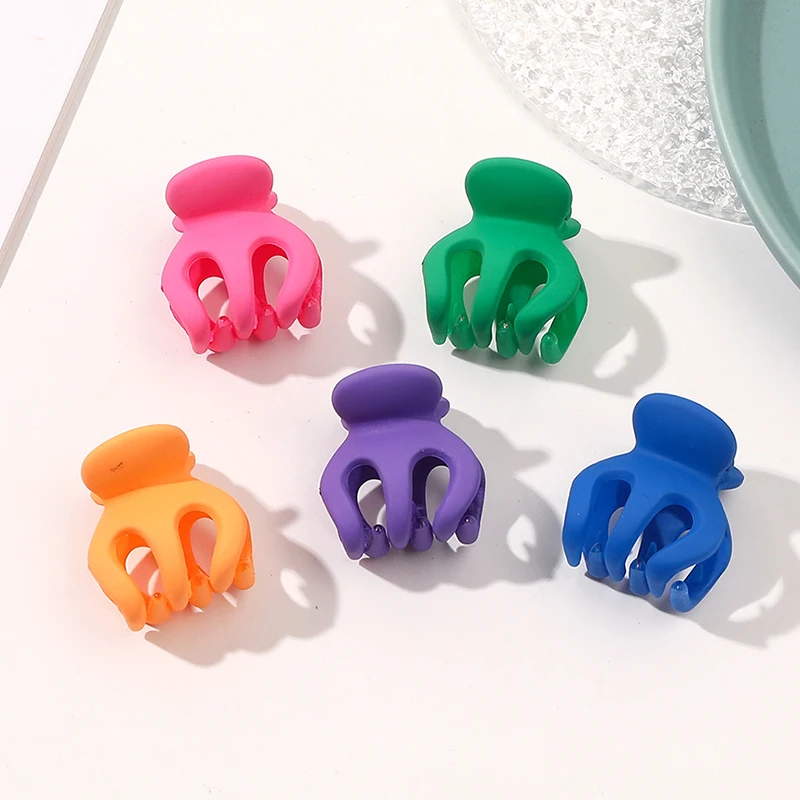 

3cm MIni Acrylic Hair Claw Clips Mini Elastic Headwear Ladies Hairgrip Women Barrettes Fashion Summer Hollow Solid Scrunchie