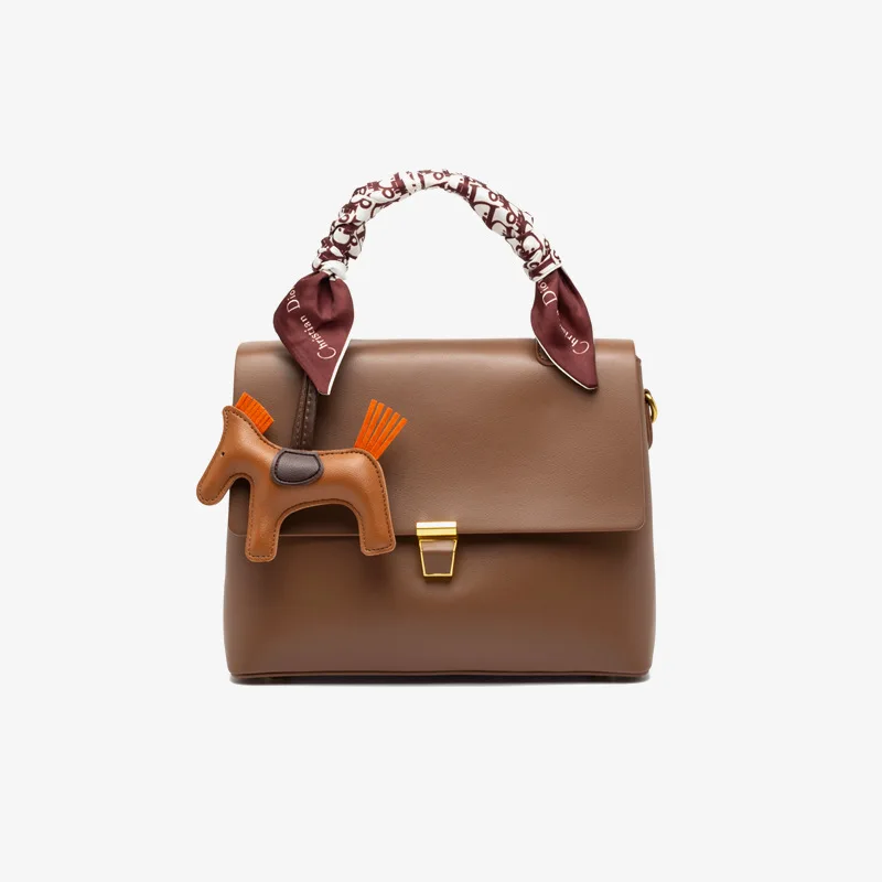 

commuting soft leather printing one shoulder handle stick bag versatile fashion small square bag women's bag gift