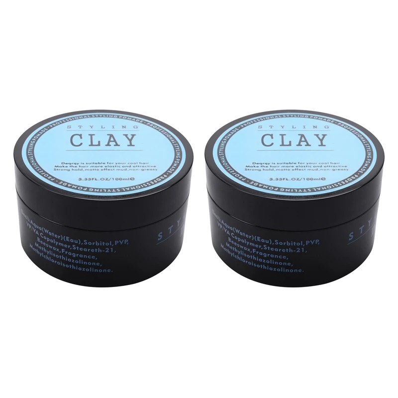 

2X Fashion Matte Finished Hair Styling Clay Daily Use Mens Hair Clay High Strong Hold Low Shine Hair Styling Wax 100Ml