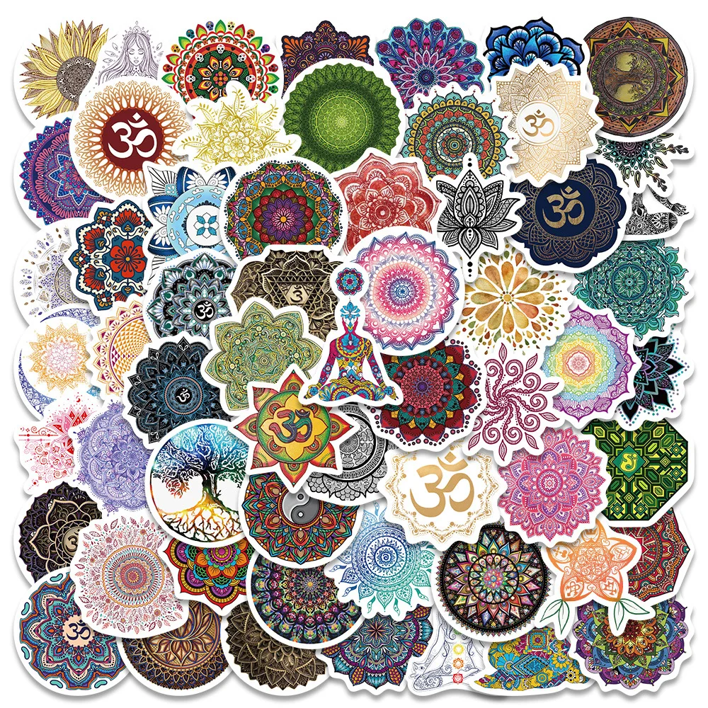 

10/50 шт., водонепроницаемые Стикеры с изображением мандалы