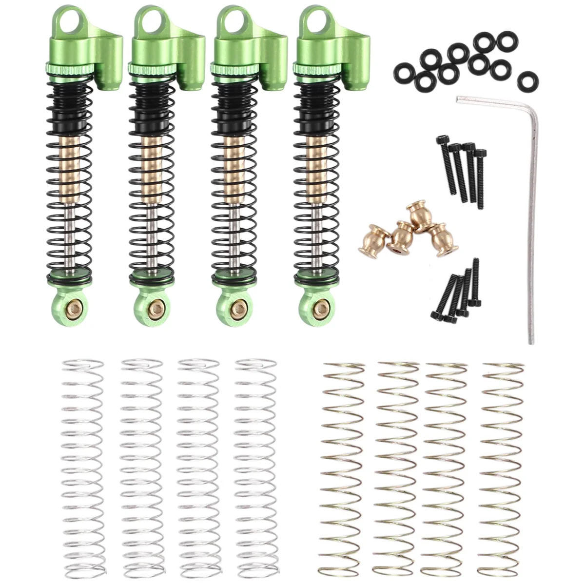 

4 шт. 53 мм металлический амортизатор для Axial SCX24 AX24 1/24 RC Гусеничный автомобиль обновленные детали, зеленый