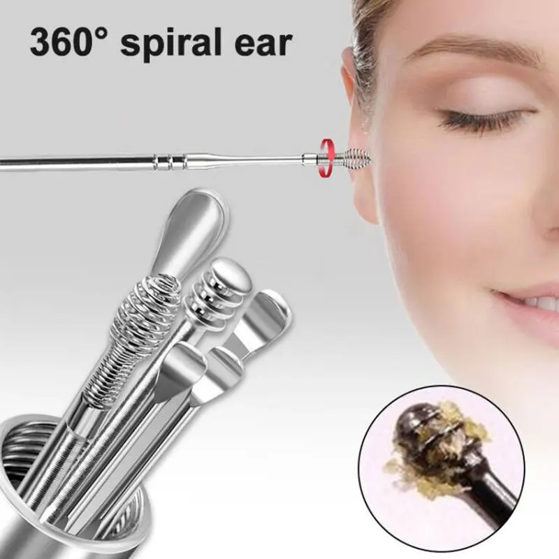 

6Pcs/set Ear Wax Pickers Stainless Steel Ear Picking Tool Piercing Kit Earwax Clean Tools Ear Protector Care Spoon