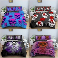 3d skull bedding set soft luxury duvet cover horrific pattern style quilt cover with pillowcase king double twin home textile