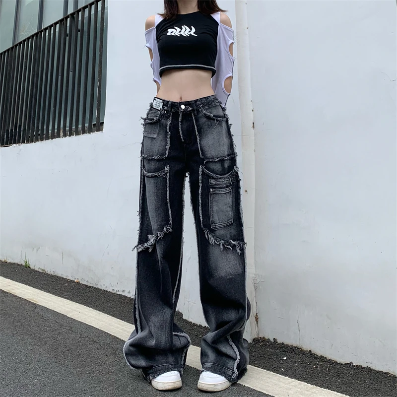 

Vintage High Waisted Jeans for Women Loose Fit Denim Pants Women's Distressed Wide Leg Jeans Trendy Streetwear Denim
