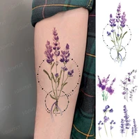waterproof temporary tattoo sticker color realistic lavender flower flash tatoo woman kid child body art transfer fake tatto man