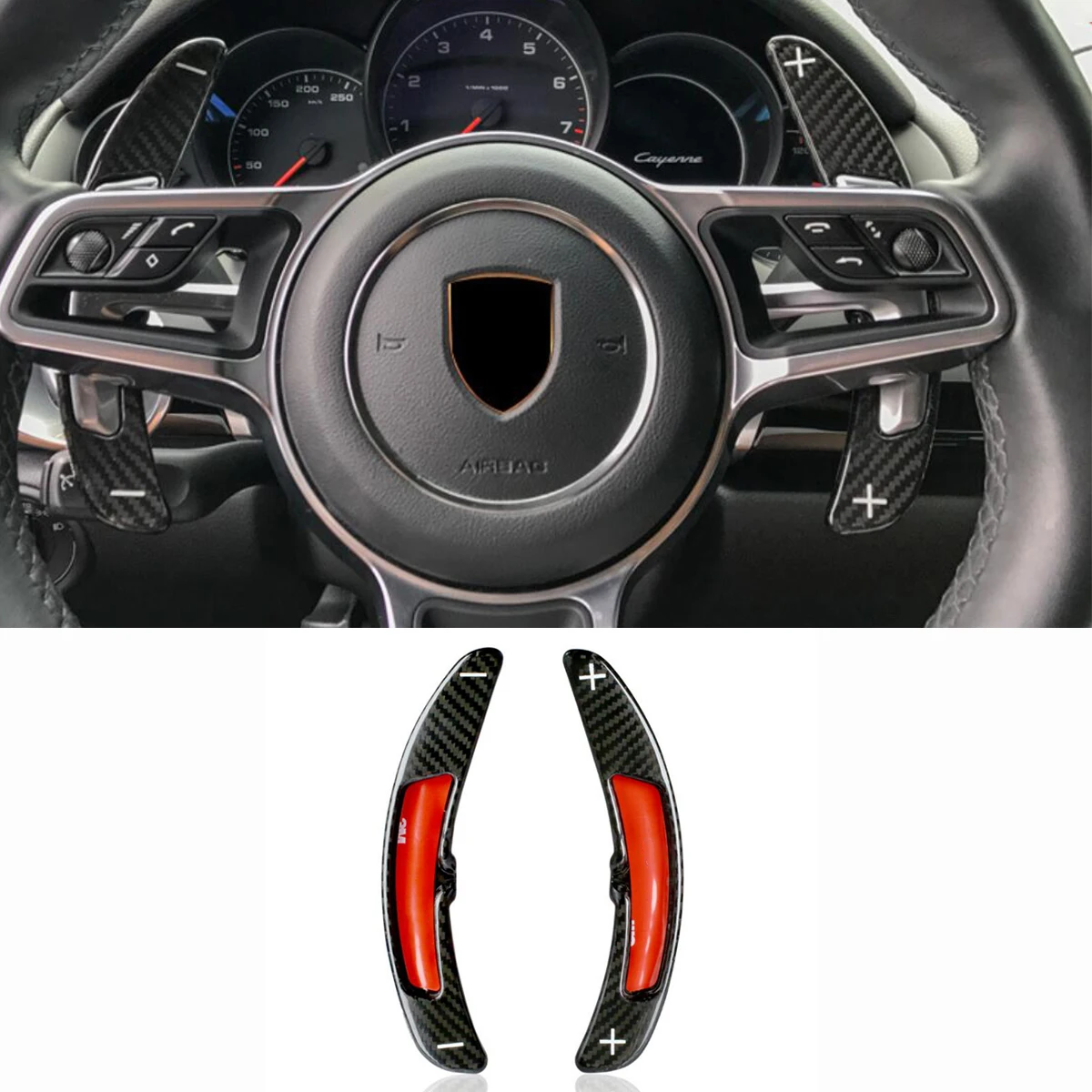 

2Pcs Real Carbon Fiber Car Steering Wheel Shift Paddle For Porsche Panamera Cayenne 911 Boxster Macan 718 918