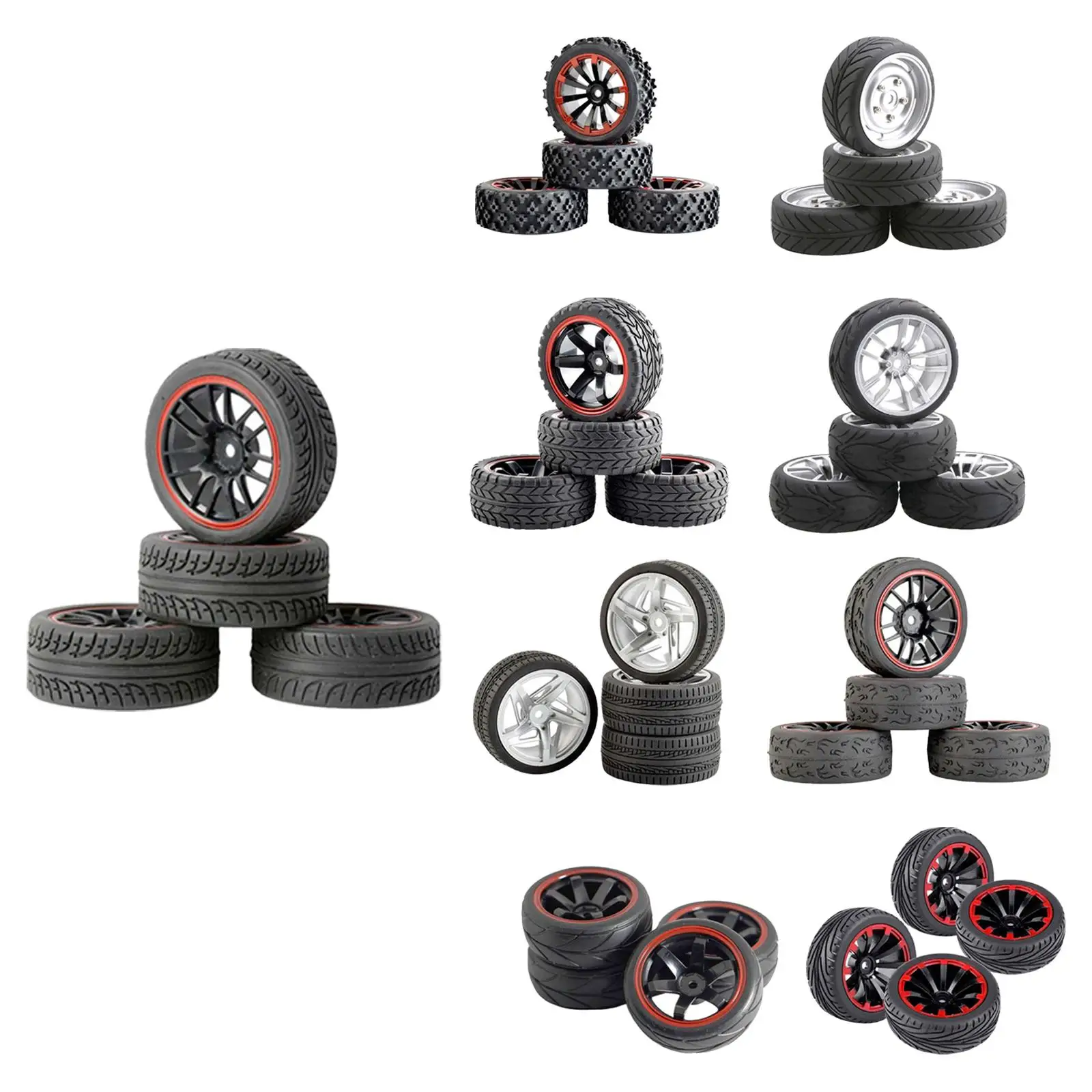 

4pcs Rubber Tires Wheel 12mm Hex Hubs for WLtoys 144001 124019 for HSP Car