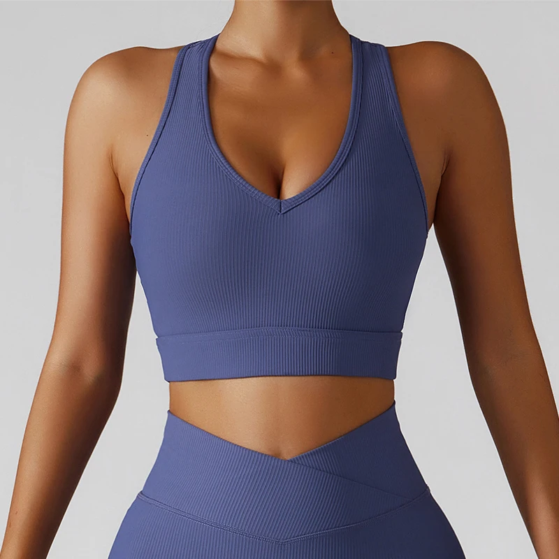 

Women Sports Bra Shockproof Yoga Bra Quick-drying Sports Vest V-neck Outdoor Running Fitness Top Yoga Clothes Women