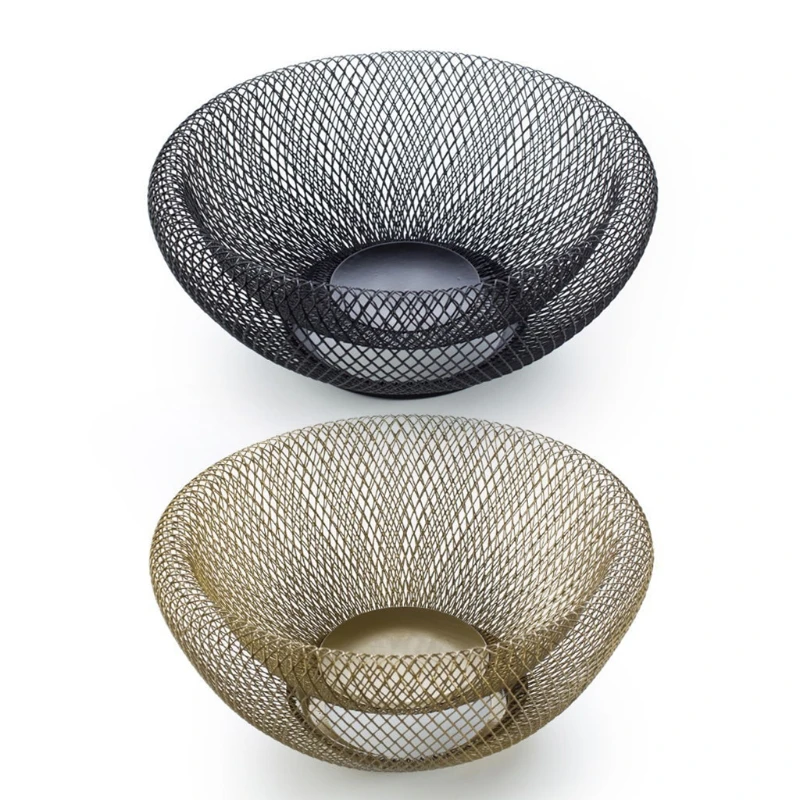 

Vegetable Bread Hollow Wire Fruit Basket Multipurpose Drying Food Picnic Storage Iron Tray Hand-woven Round Elegant Dishes