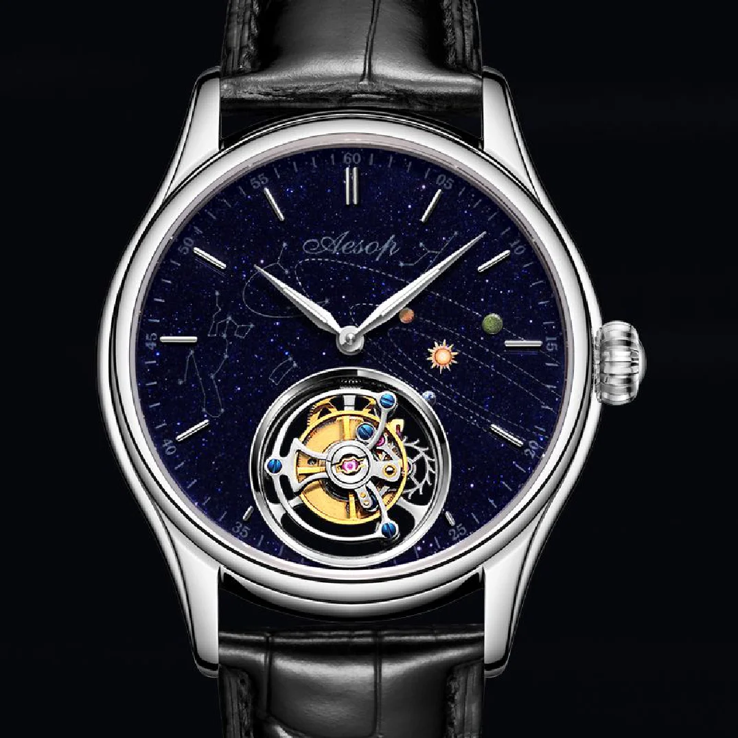 

AESOP Flying Tourbillon Skeleton Watches Mechanical Watch for Men Wrist Watch Man Male Clocks Mechanical Watch Luxury 2021