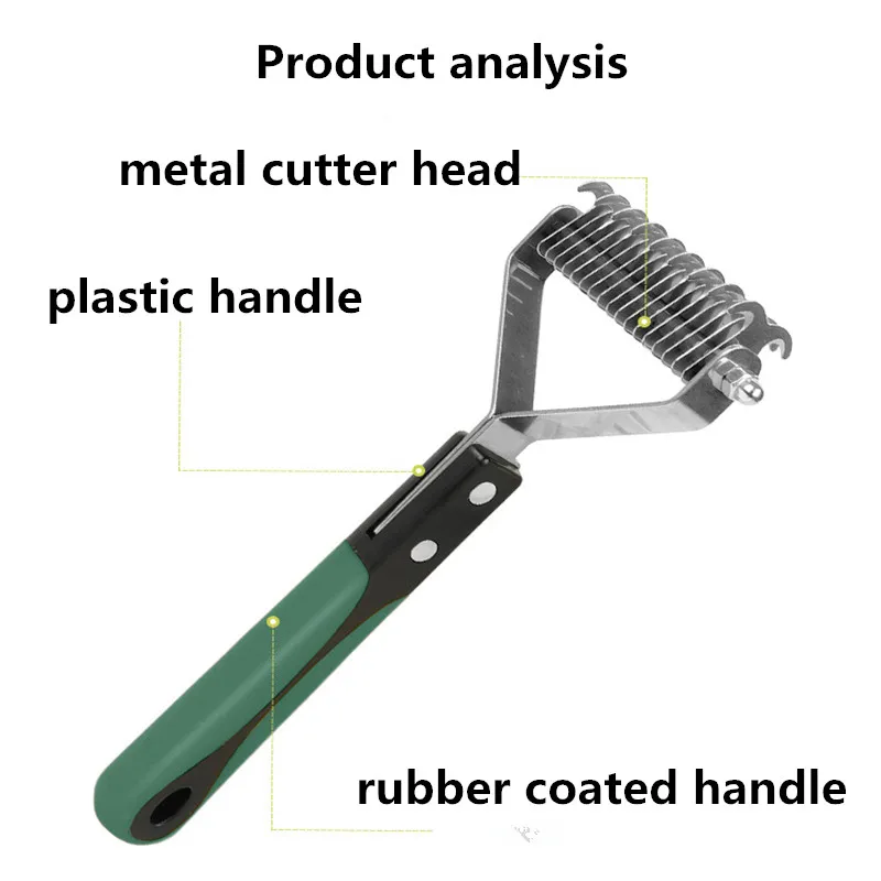 

2-Side Tool for Dogs & Cats Pets Grooming Brush Double Sided Shedding and Dematting Undercoat Rake Hair Removal Comb