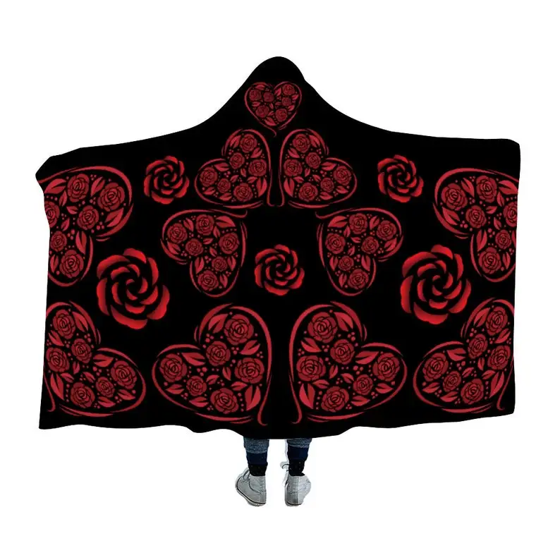 

Black Rose Hoodie Blanket