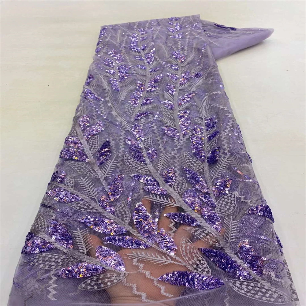 

Wedding Lace Fabric 2023 High Quality Groom with Sequins Embroidery French Tulle Lace Nigeria Lace Fabric For Dress XZ-175